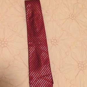 Red tie with silver striping